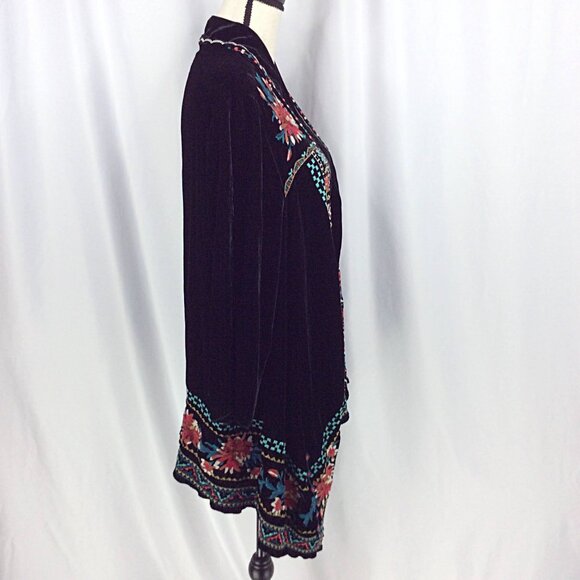 Johnny Was Embroidered Velvet Kimono Cardigan XXL 1X 2X [READ MEASUREMENTS] Silk - Picture 2 of 9